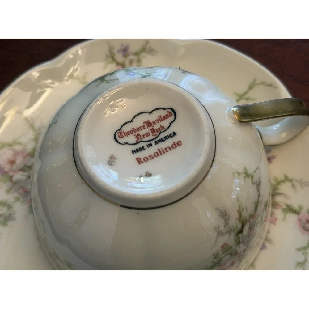 Vtg Theodore Haviland NY Rosalinde Fine China 9 Pc Set w/h Meat Carving Platter